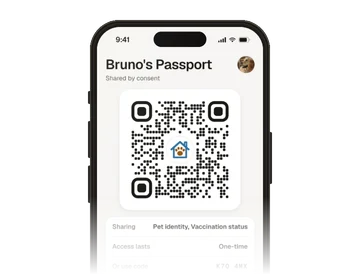 A pet parent showing a Passport QR