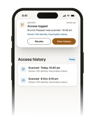 The Passport access history